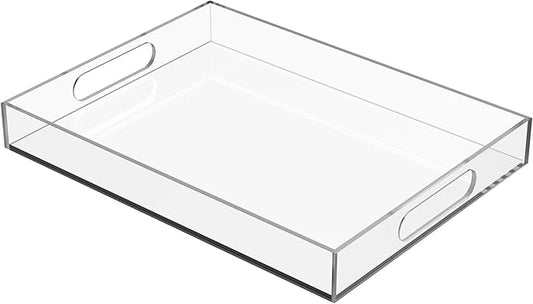 Serving Tray 12x16 Inch Decorative Clear Acrylic Serving Platter for Appetizers, Breakfast, Snacks – Perfect for Parties, Events, and Home Use, 1 Pack