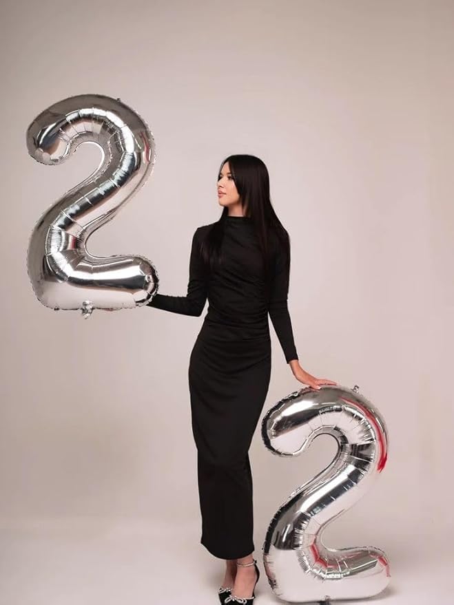 Number Balloon 40 Inch Silver, 18th Birthday Party Decoration for 1 8 18 81 Men & Women, Big Foil Balloon Number for Wedding Celebration Adult Party Supplies