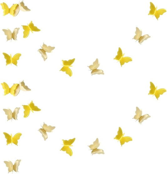 Butterfly Banner Decorative Paper Garland for Wedding, Baby Shower Birthday Theme Decor 110 Inches Long Pack of 2 Pieces Yellow