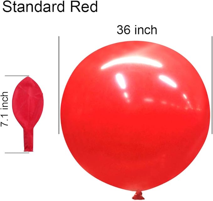 36 Inch Giant Latex Balloons, Standard Red Round Balloons for Birthdays Weddings Receptions Festival Party Decoration, Pack of 5