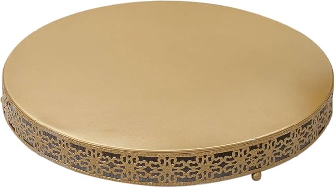 Efavormart Gold Metal Fleur De Lis Round Pedestal Cake Stands, Cupcake Dessert Display Stand Table Centerpiece - 16"