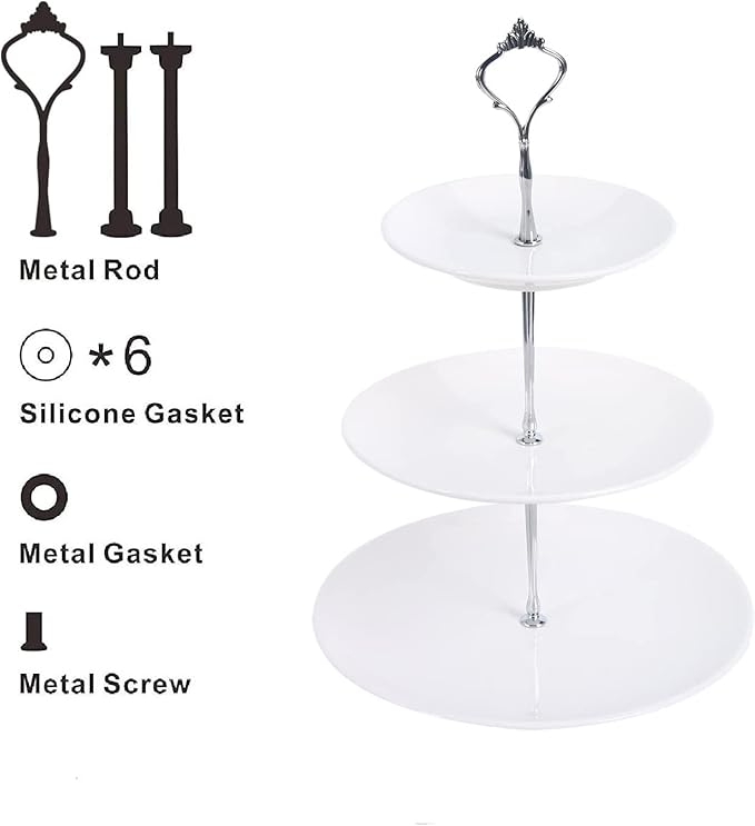6 Sets Cake Tray Stand Handle, BetterJonny 3 Tier Cake Stand Fittings Hardware Holder for Wedding and Party Making Resin Cupcake Dessert Platter Stand