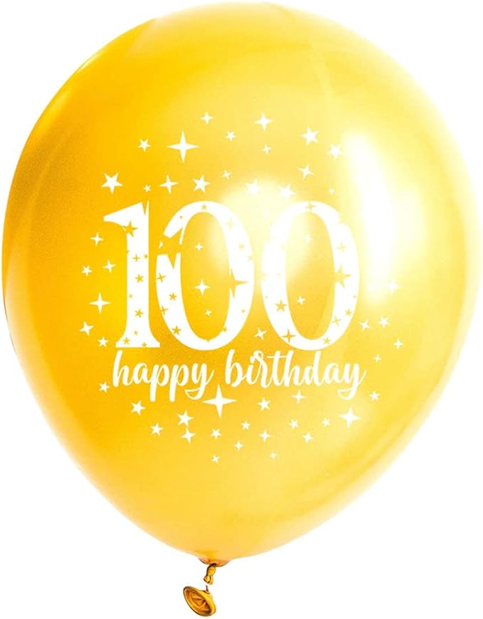 SHUNTAI 100th Birthday Balloons Latex Confetti Balloon Gold and Black 100th Birthday Decorations for Men Women 100 Years Old Anniversary Theme Birthday Party Decor Supplies 15 Pack 12 inch