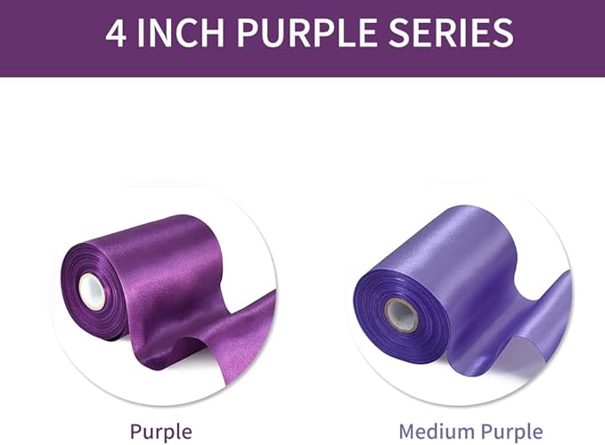 TONIFUL 4 Inch Wide Medium Purple Solid Satin Ribbon 22yd Fabric Large Ribbon for Cutting Ceremony Grand Opening Chair Sashes Table Hair Bows Floral Sewing Craft Gift Wrapping Wedding Party Decoration