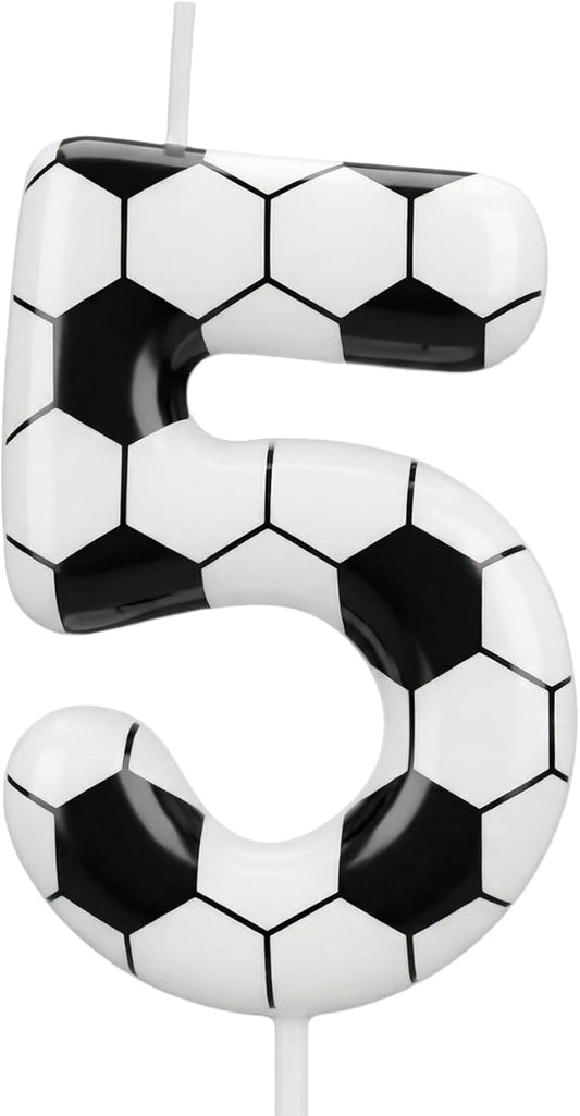 Soccer Number 5 Birthday Candle, 5th Birthday Candle Sport-Theme Cake Topper, Soccer Theme Party Decorations for Boys Girls, Party Supplies Birthday Gifts