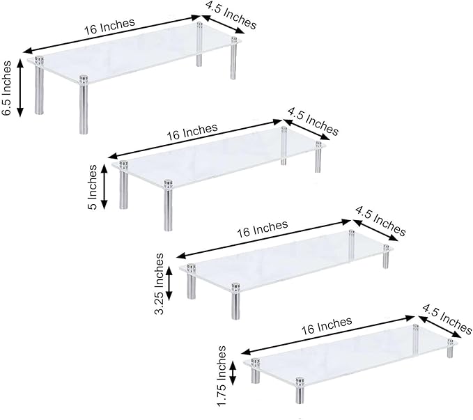 Efavormart Set of 4 | Clear Acrylic Riser, Cupcake Holder Dessert Stand - Assorted Size