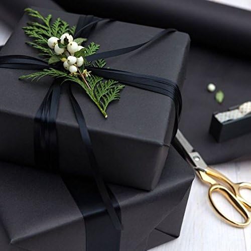 ITIsparkle 1/4" Inch Double Faced Satin Ribbon 50 Yards-Roll Set for Gift Wrapping Scrap Books Party Favor Hair Braids Baby Shower Decoration Floral Arrangement Craft Supplies, Black Ribbon