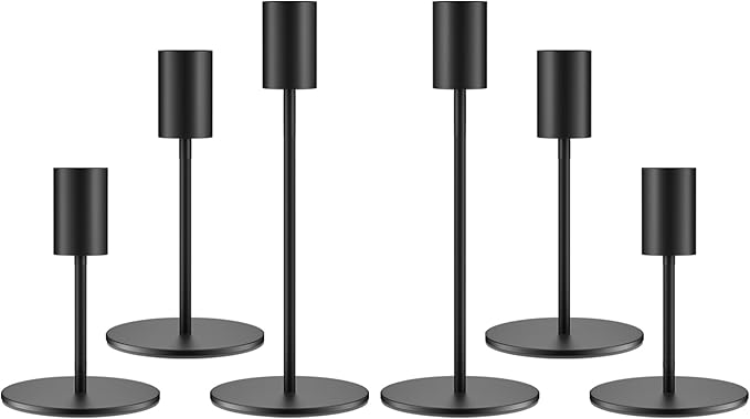zeochyni Set of 6 Black Taper Candle Holders Candlestick Holders, Decor Candle Stick Candle Holder for Table or Mantel Centerpiece, Wedding, Dinning, Party Home Decor