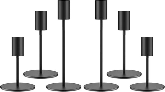 zeochyni Set of 6 Black Taper Candle Holders Candlestick Holders, Decor Candle Stick Candle Holder for Table or Mantel Centerpiece, Wedding, Dinning, Party Home Decor