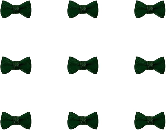 Tupalizy Mini Satin Ribbon Bows Small Craft Sewing Fabric Bows for Christmas Decoration Bow Ties Scrapbook Gift Bags Boxes Greeting Invitation Cards Wedding Party Favor, 20x10mm, 50PCS (Dark Green)