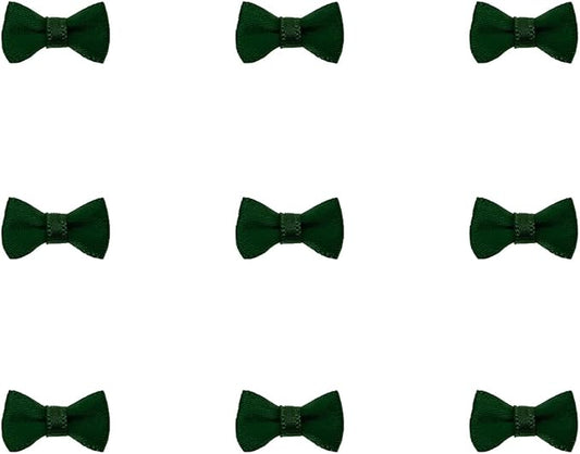 Tupalizy Mini Satin Ribbon Bows Small Craft Sewing Fabric Bows for Christmas Decoration Bow Ties Scrapbook Gift Bags Boxes Greeting Invitation Cards Wedding Party Favor, 20x10mm, 50PCS (Dark Green)