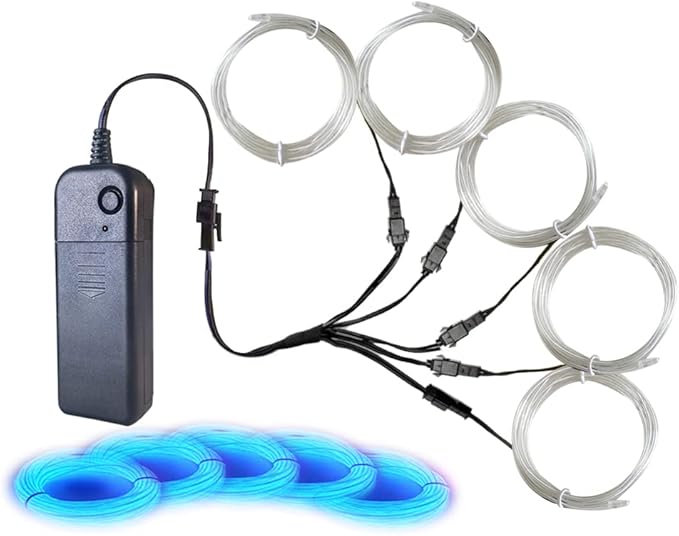 Neon Light 5-in-1 Meter Wire，Portable Battery Pack with Decorative Wire，Suitable for Birthday Parties，Thanksgiving and Other Occasions. (Ice Blue)