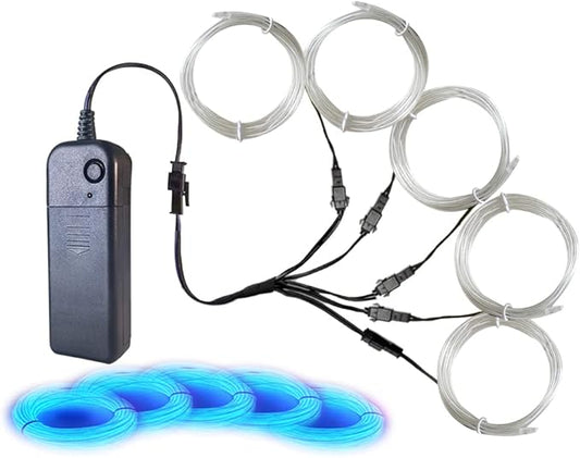 Neon Light 5-in-1 Meter Wire，Portable Battery Pack with Decorative Wire，Suitable for Birthday Parties，Thanksgiving and Other Occasions. (Ice Blue)
