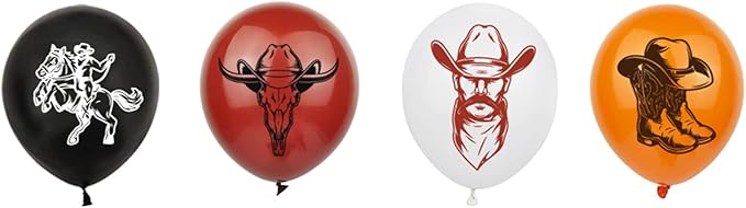 Western Cowboy Birthday Party Decorations Set with Western Cowboy Theme Happy Birthday Banner Balloon Cake Topper Cupcake Topper Background for Western Cowboy Party Supplies