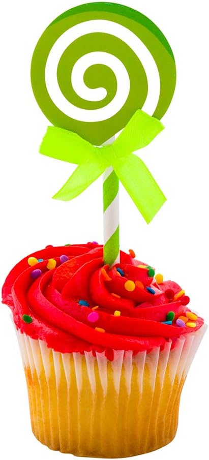 Restaurantware Top Cake 5.3 X 2 Inch Cake Toppers 10 Swirl Design Cake Topper Inserts - Durable With Bow Detail Green Paper Cake Decoration Birthday Baby Shower Wedding Supplies