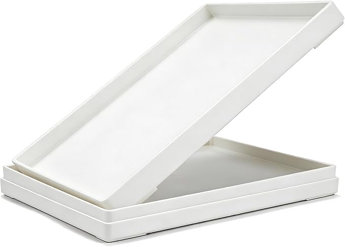 Plastic Serving Tray for Party Supplies Serving Platter for Food Reusable Platters for Catering Snack Fruit Charcuterie Appetizer Hosting Essentials (3pcs White, 13.8 ×9.8 in)