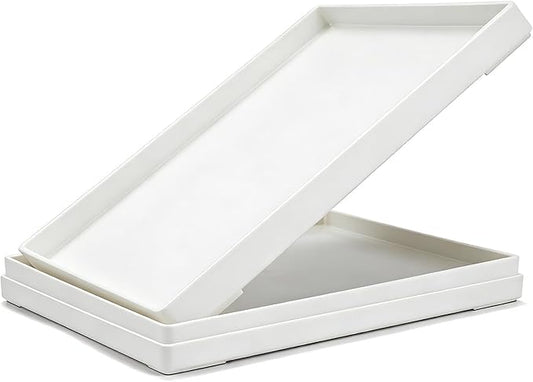 Plastic Serving Tray for Party Supplies Serving Platter for Food Reusable Platters for Catering Snack Fruit Charcuterie Appetizer Hosting Essentials (3pcs White, 13.8 ×9.8 in)