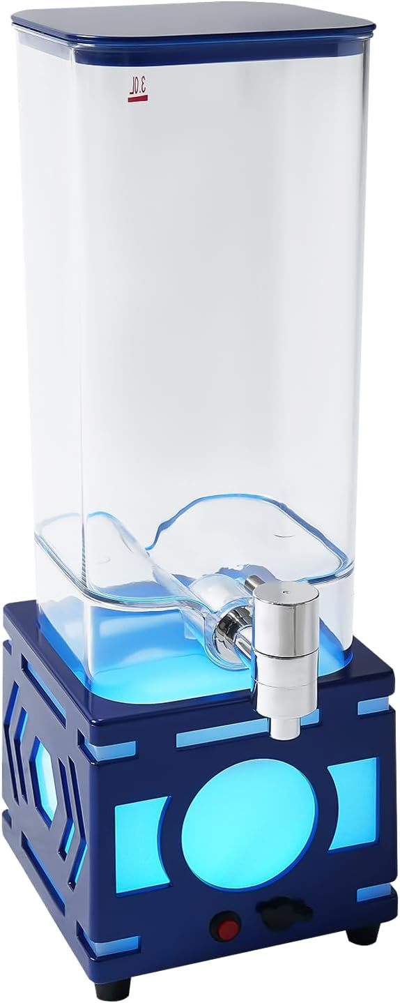 0.79 Gallon Beverage Dispenser With Stand,Single Tank Water Ice Tea Beer Margarita Juice Drink Dispenser with LED Lights,Plastic Clear Water Jar Dispenser with Spigot for Home Bar Parties (Dark Blue)