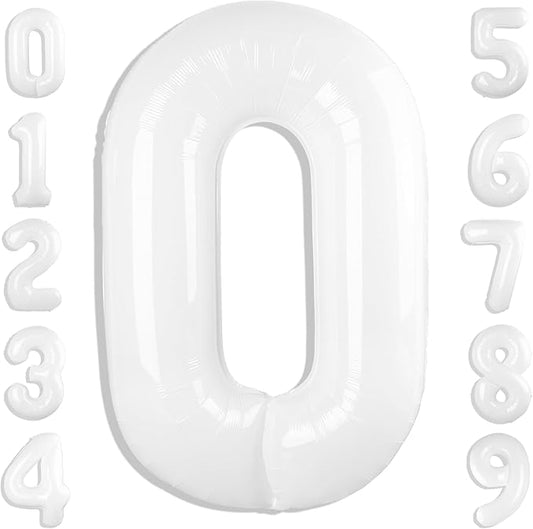 Number 0 Balloons 40 Inch White Number Balloons for 10 20 30 40 50 60 70 80 90 100 Numbers Balloon Birthday Decorations Wedding Event Baby Shower