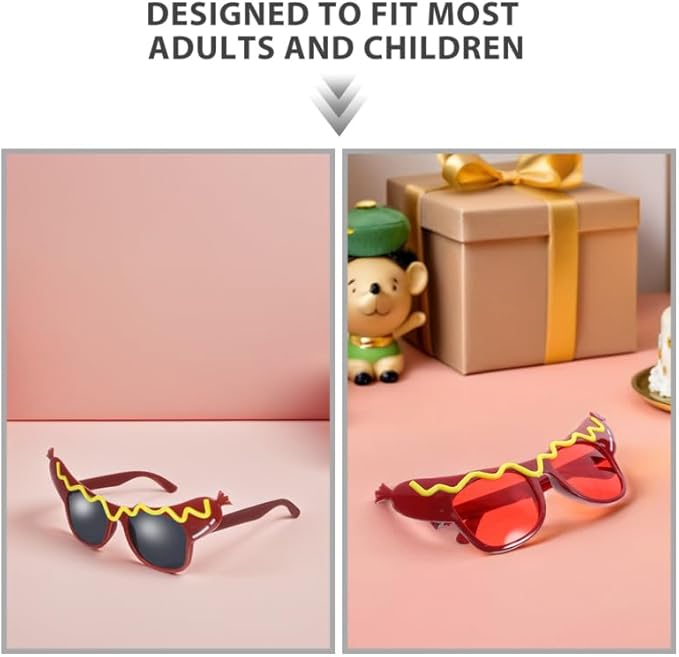 6Pcs Hot Dog Glasses, Dance Party Hot Dog Headband Adult, Funny Sunglasses Costume Decorations for Summer Luau Party Decorations