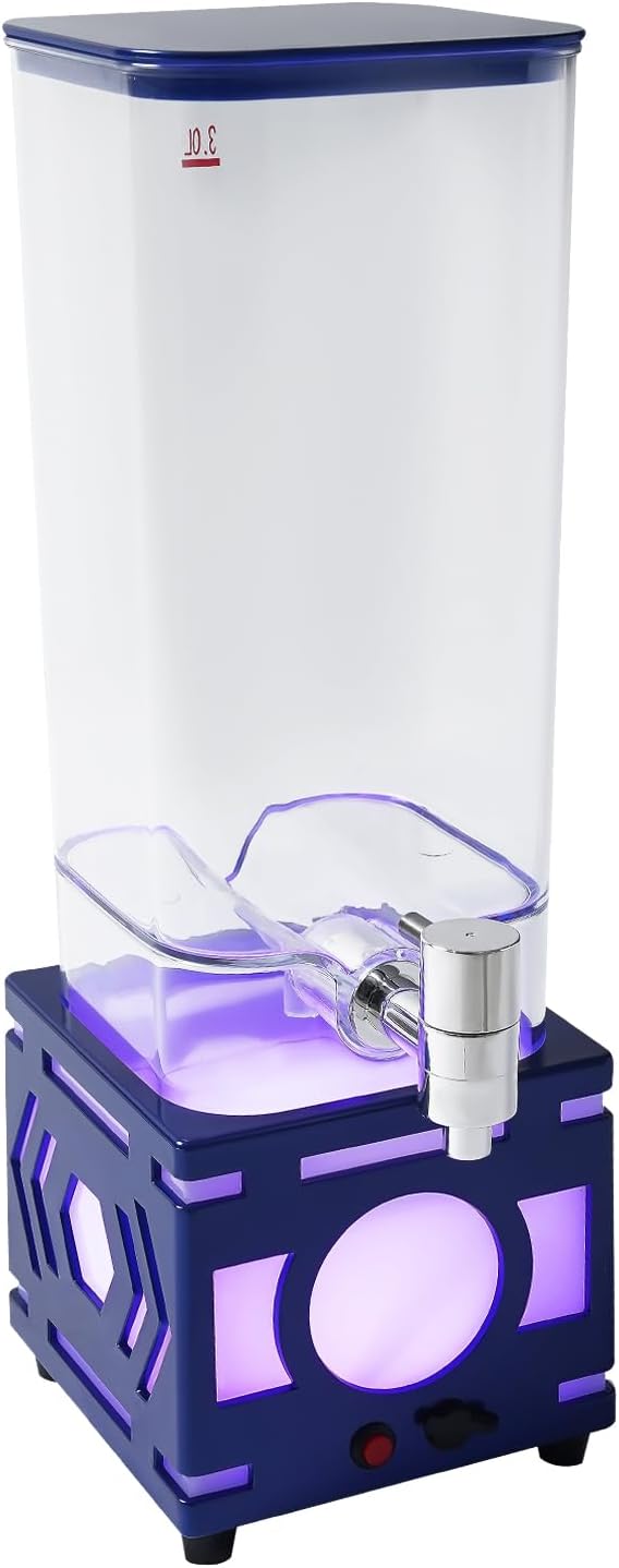 0.79 Gallon Beverage Dispenser With Stand,Single Tank Water Ice Tea Beer Margarita Juice Drink Dispenser with LED Lights,Plastic Clear Water Jar Dispenser with Spigot for Home Bar Parties (Dark Blue)