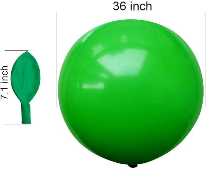 36 Inch Giant Latex Balloons, Standard Green Round Balloons for Birthdays Weddings Receptions Festival Party Decoration, Pack of 5 Pcs