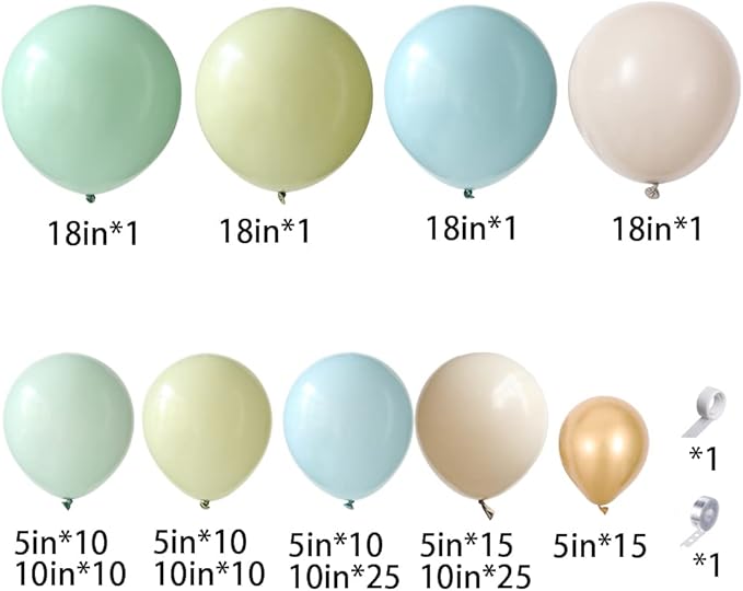 Dusty Green Blue Balloon Garland Arch Kit-136Pcs Ash Mist Green Haze Fog Blue Sand White Gold Balloons for Neutral Boho Baby Bridal Shower Wedding Birthday Party Decorations