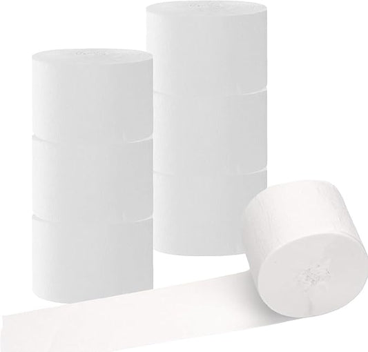 CC wonderland zone 6 Rolls White Crepe Paper Streamers for White Birthday Wedding Festival Celebration Party Decorations,82 feet Long 1.77 inch Wide