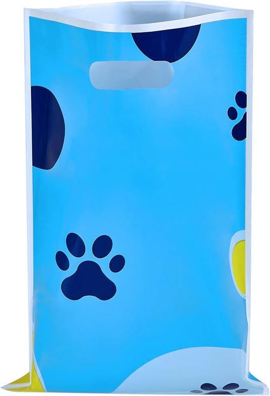 Yzzhaoo 30Pcs Blue Dog Paw Party Favors Bags, Cartoon Dog Goodie Bag with Handles for Birthday Party Theme Candy Treat Cookie Bags
