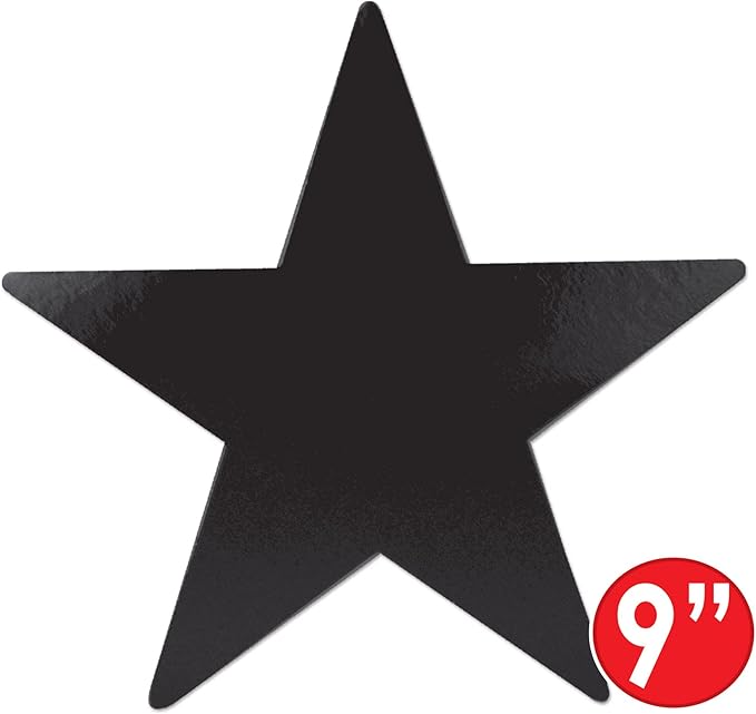 Beistle 72-Pack Foil Black Star Cutouts, Awards Night Party Decorations for Occasions, Celebrations & Events, Starry Theme Decor for Wall & Table, 5”