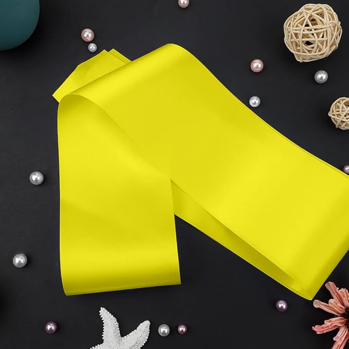 12 Pcs Blank Satin Sash Party Decorations Plain Sash Satin Sash Yellow Sash Pageant Sash Sashes for Birthday, Wedding, Graduation, DIY, Beauty Pageant, Hen Party, Homecoming, Make Your Own Sash