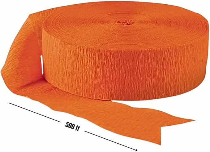 Vibrant Jumbo Orange Peel Crepe Roll - 500 Feet (1 Piece) - Premium Quality, Perfect for Events & Parties