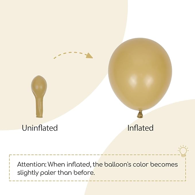 120pcs Tan Balloons, 18 12 10 5 inch Light Brown Balloons Different Sizes Brown Balloon Arch Kit for Boho Wedding Baby Shower Birthday Party Decorations