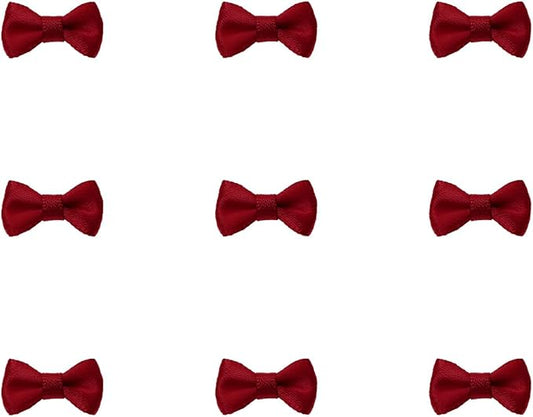 Tupalizy Mini Satin Ribbon Bows Small Craft Sewing Fabric Bows for Christmas Decoration Bow Ties Scrapbook Gift Bags Boxes Greeting Invitation Cards Wedding Party Favor, 20x10mm, 50PCS (Wine Red)