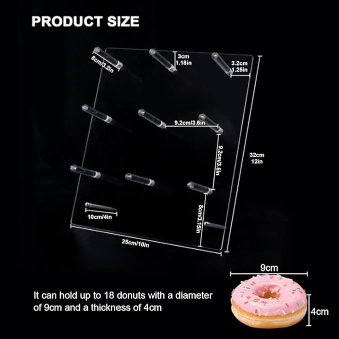 weddingwish Clear Donut Stands, Acrylic Donut Wall Display Stand, 2 Pack Donut Board for Dessert Table, Bagel Doughnuts Holder for Party Birthday Gathering