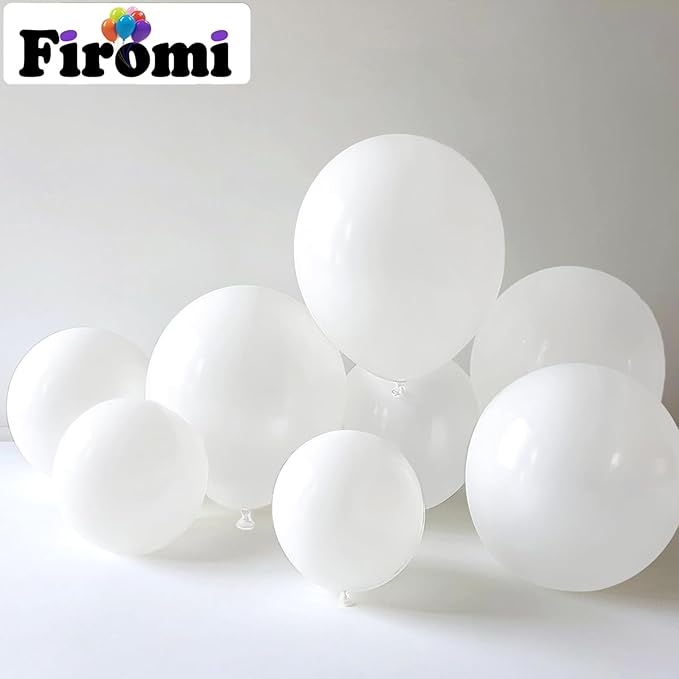Firomi White Balloons 18-inch 12 Pack Large Thicken Helium Big Matte White Latex Balloon Round for Wedding Birthday Party (with 1 Ribbon)