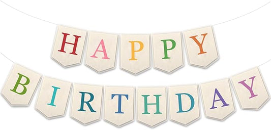 Doumeny Happy Birthday Felt Banner Boho Happy Birthday Garland Banner Colorful Birthday Felt Hanging Flag Rainbow Birthday Bunting Garland for Party Baby Shower Home Fireplace Nursery Backdrop Decor