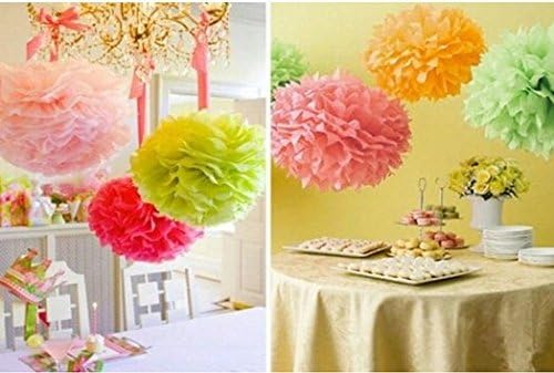 12Pcs Pom Poms of 10" 12" 14" Multi-Colors Tissue Paper Craft Pom Poms Kit Tissue Paper Flowers Wedding Decorations for Wedding, Birthday, Baby Shower, Nursery Decor-Colorful