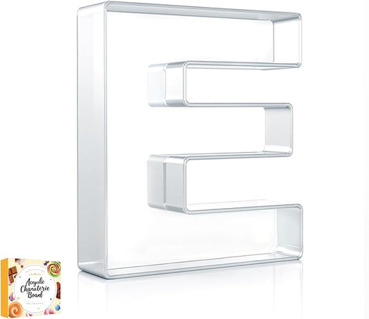 10" Acrylic Charcuterie Letters Fillable Tray, Reusable Alphabet Number Shaped Serving Plates for Charcuterie Board, Display Fruit, Candy, Cake, Party Decor, Birthday, Anniversary（E）