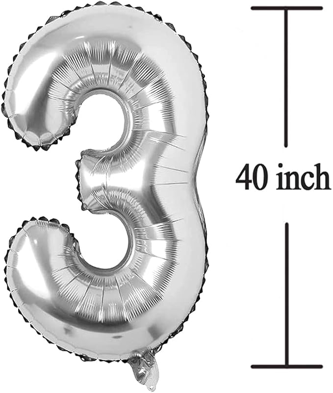Silver 13 Number Balloons Big Giant Jumbo Large Number 13 Foil Mylar Balloons for Girl Boy 13th Birthday Party Supplies 13 Anniversary Events Decorations-40 inch