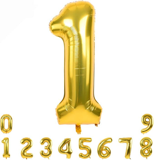 TONIFUL 40 Inch Gold Large Numbers 0-9,Number 1 Digital 1 Helium Balloons,Foil Mylar Big Number Balloons for 2026 Graduation New Year Eve Birthday Party Supplies Decorations