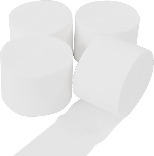 AOODOOM Crepe Paper Streamers 4 Rolls 328ft, White Pack of Party Streamers for Birthday Decorations, Party Decorations, Wedding Decorations