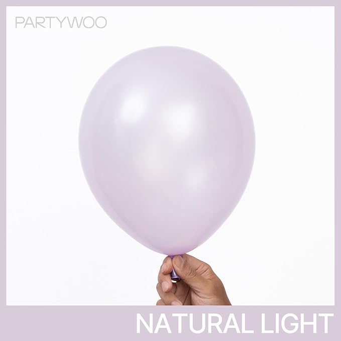 PartyWoo Pearl Lavender Balloons 140pcs Different Sizes Pack of 18 12 10 5 Inch Pearl Light Pastel Purple Lilac Balloon Arch Kit for Bachelorette Fairy Girl Birthday Party Decorations Purple-Z32