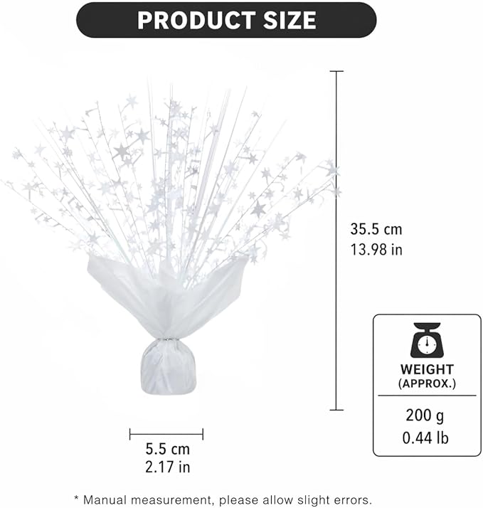Metallic Foil Spray Centerpiece Stars for Wedding, Birthday, Anniversary, Christmas Table Decor, Holiday Festival Baby Shower Graduation Mantle Party Decorations (White630)
