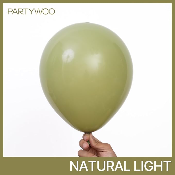 PartyWoo Sage Green Balloons 140pcs Different Sizes of 18 12 10 5 Inch Olive Boho Green Latex Balloon Arch Kit for Wedding Birthday Dinosaur Jungle Golf Football Theme Party Decorations Green-F11