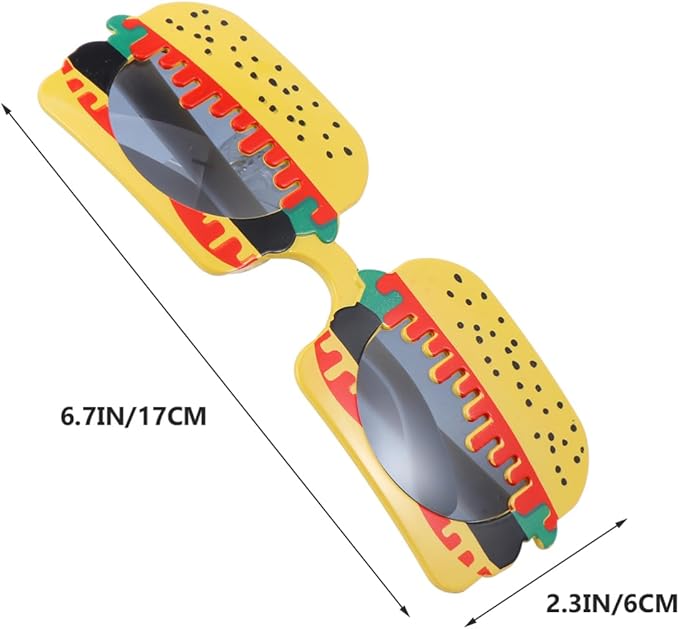 Ciieeo Hamburger Sunglasses Party Photo Props Fun Yellow Burger-Shaped Sunglasses for Birthday Ball Masquerade Dance