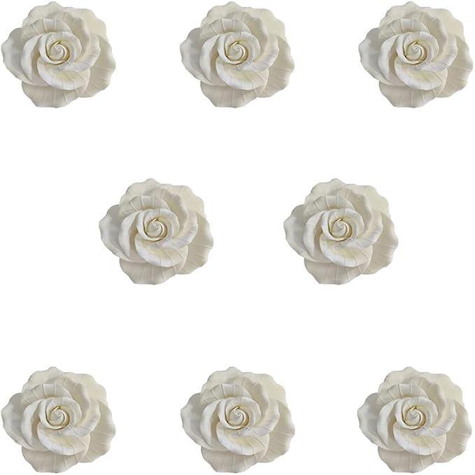 O'Creme Garden Rose Gumpaste Flowers - White-Small - Edible Flowers for Cake Decorating - Sugar Paste Flower Decorations for Cakes, Candy, Cupcake Toppers - Birthday, Wedding, Valentines, Baby Shower
