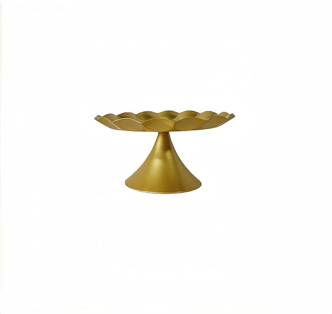 3 Pcs Metal Cake Stand Set, Scalloped Edge Cupcake Tray Dessert Display Platter, Decorative Serving Stand for Wedding, Birthday, Tea Party,Baby Show(Gold)