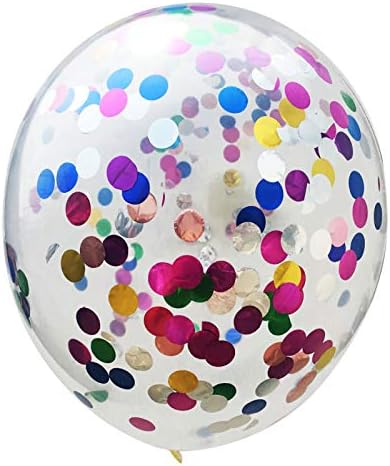Rainbow Confetti Balloons, 25 Pcs Thickened 12 Inch Clear Latex Balloon with Colorful Confetti Inside for Graduation Engagement Bridal Shower Party Baby Shower Birthday Party Decorations Supplies