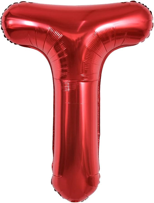 TONIFUL 40 Inch Large Bright Red Letter Balloons A-Z, Giant Jumbo Helium Foil Mylar Big Letter T Balloons for Birthday Party Anniversary Wedding Decorations